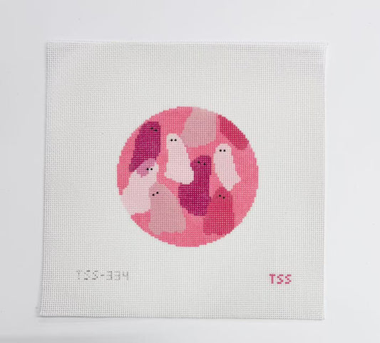 Pink Ghost Round Needlepoint Canvas (PO)