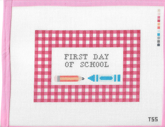 First Day of School Gingham Needlepoint Canvas