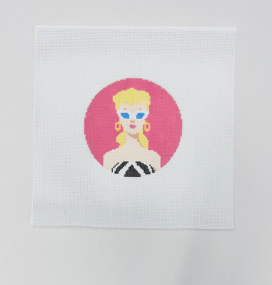 Retro Blonde Round Needlepoint Canvas